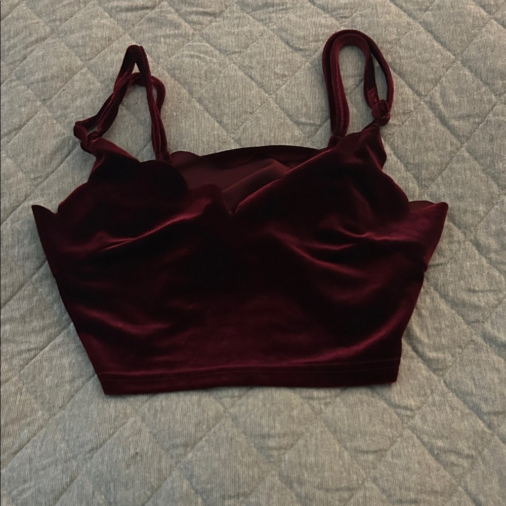 SHEIN Burgundy Velvet Crop Top